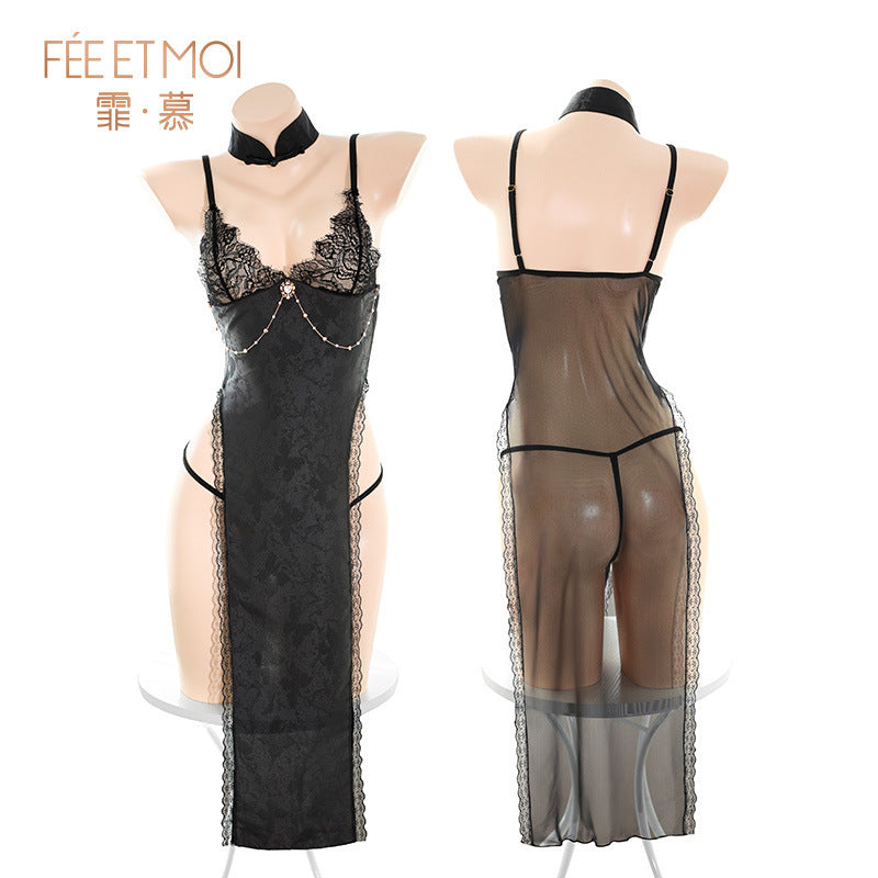 Admiring the Beloved Wife LiteratureのSee-through Slit Backless Camisole Nightdress Flirting No Need to Take Off Temptation Sexy Lingerie7876