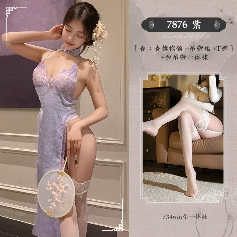 Admiring the Beloved Wife LiteratureのSee-through Slit Backless Camisole Nightdress Flirting No Need to Take Off Temptation Sexy Lingerie7876