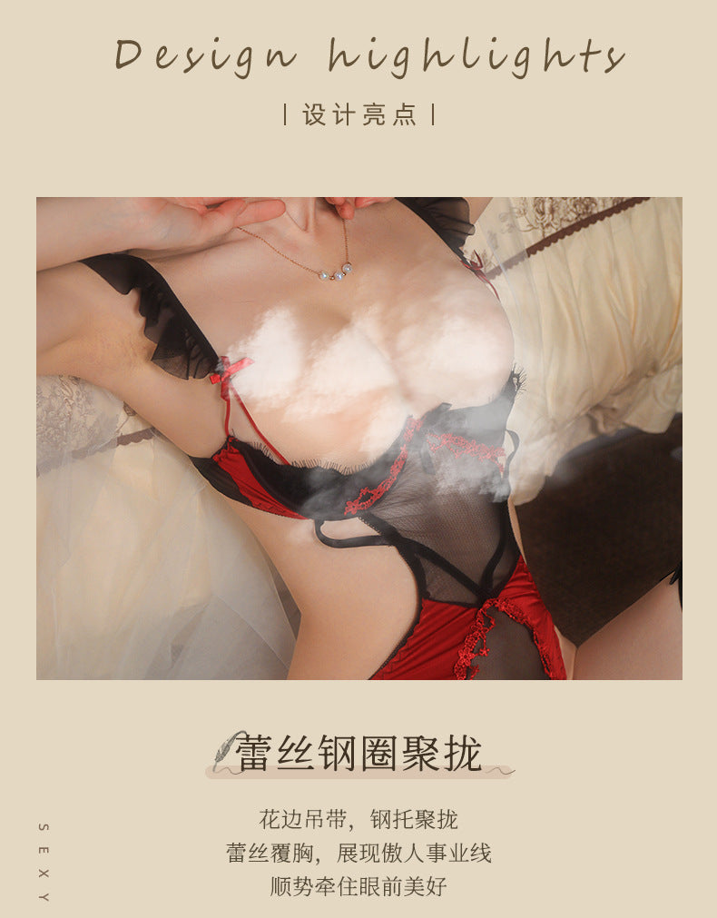 Aifei Sexy Lingerie Underwire Open Crotch Set Dead Stock Temptation Adult Sexy Hot Bodysuit8838