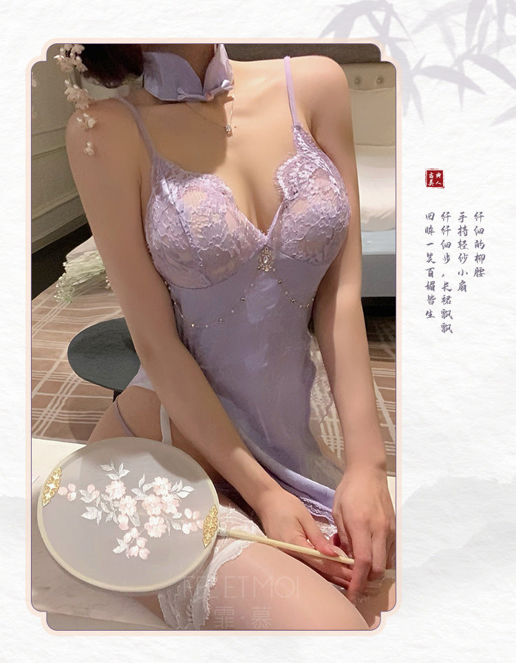 Admiring the Beloved Wife LiteratureのSee-through Slit Backless Camisole Nightdress Flirting No Need to Take Off Temptation Sexy Lingerie7876